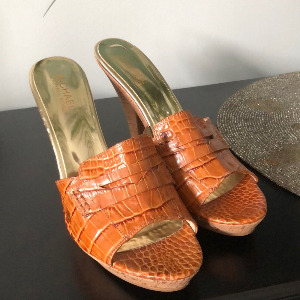 Michael Kors  slip on, high heel sandals.